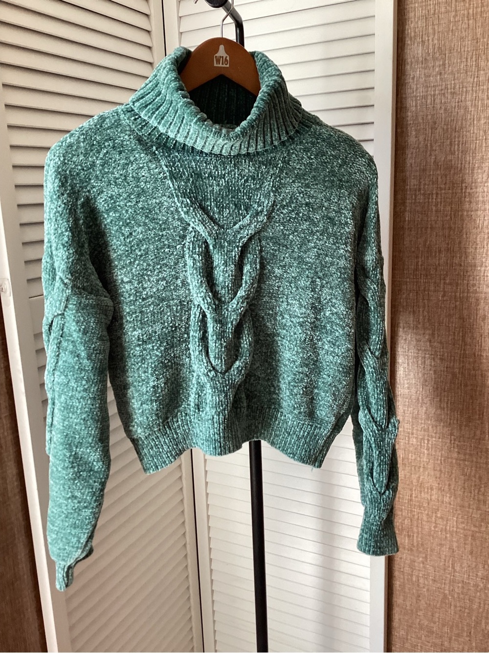 Hippie Rose Teal Cable Turtleneck Sweater